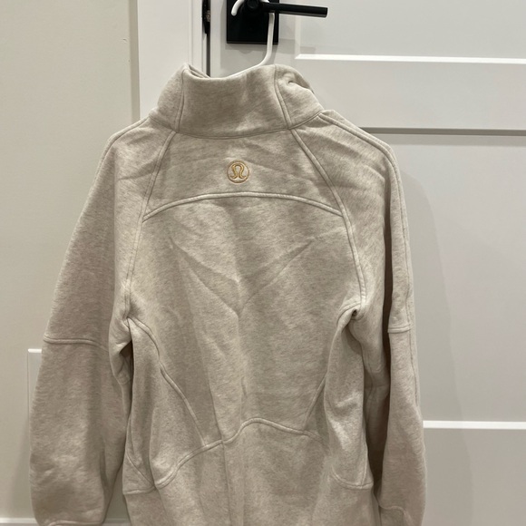 Lululemon Scuba Oversized Funnel Neck Half Neck Half Zip Heathered Light Ivory - Picture 5 of 8